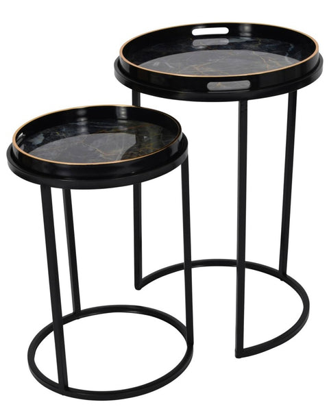 Vesuvius Black & Gold Set of 2 Side Tables LOCAL COLLECT/DELIVERY ONLY