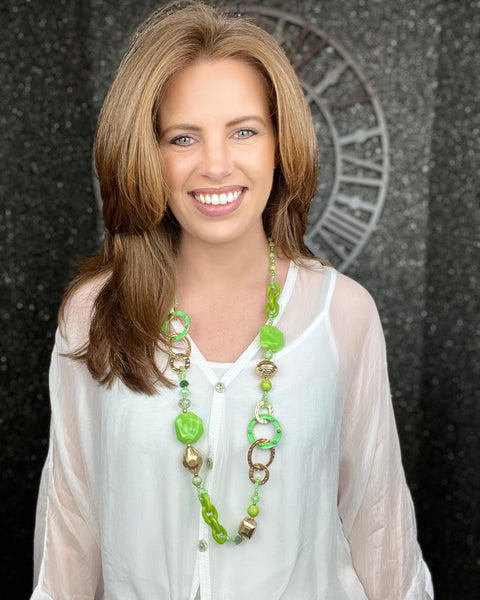 Lara Beaded Necklace in Green