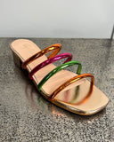 Melissa Multicoloured Slip on Sandals in Rose Gold