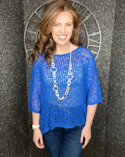 Christie Crochet Top in Blue (size 8-20)