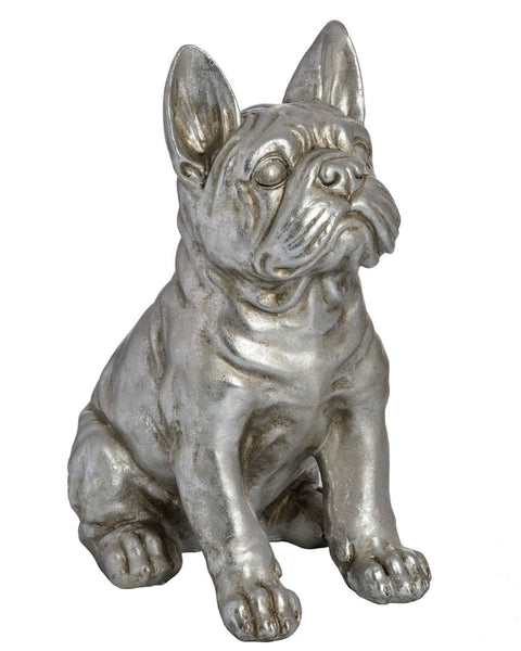 French Bull Dog Ornament in Antique Silver