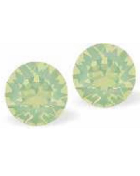 Chrysolite Opal Green Crystal Sterling Silver Stud Earrings
