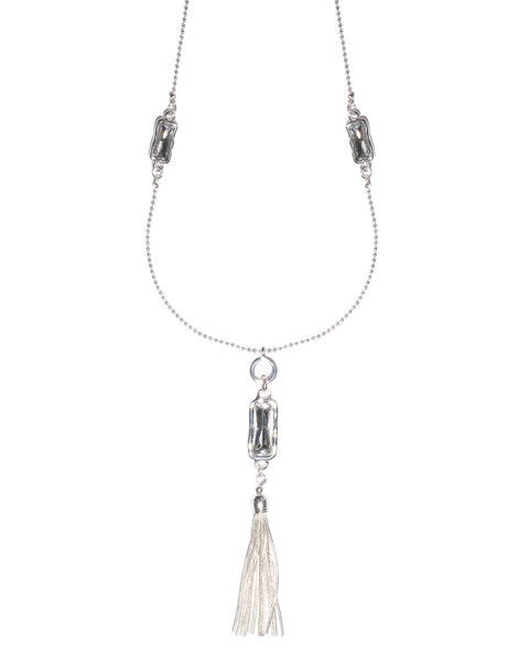 Venus Long Silver Tassel Necklace