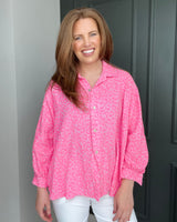 Shelley Leopard Print Shirt in Pink (8-20)