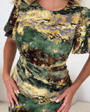 Marley Marble Dress in Green (Sizes 8-18)