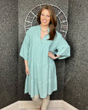 Tilly Tunic Dress in Sage Green (Size 16-24)