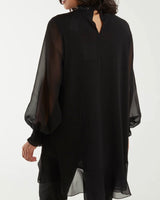 Jennifer Sparkly Keyhole Tunic Top in Black (8-22)