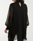 Jennifer Sparkly Keyhole Tunic Top in Black (8-22)