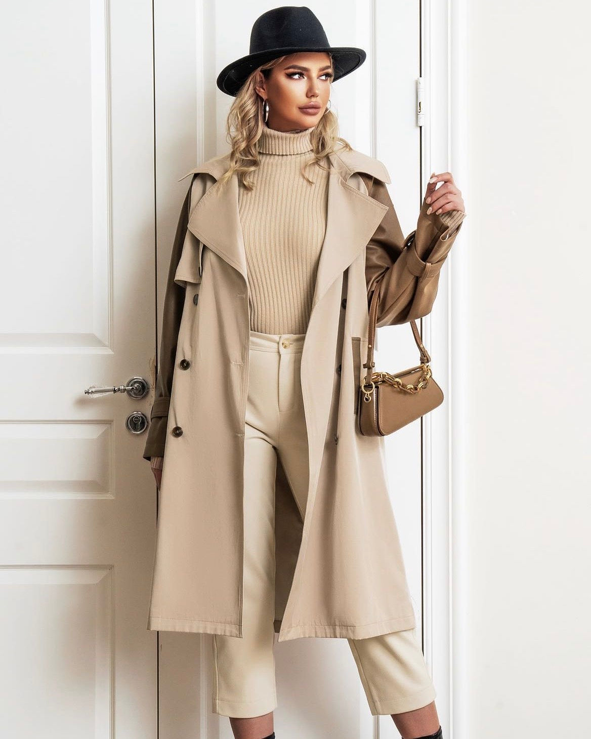 Trench coat leather sleeves hotsell