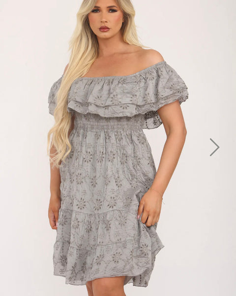 Lauren Bardot Dress in Taupe (8-16)