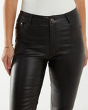 Mandy Mid Rise Faux Leather Jeans in Black (Sizes 10-16)