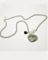 Holly Heart Beaded Pendant Necklace in Grey