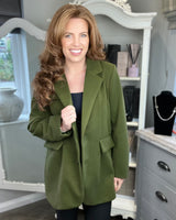 Vanessa Textured Boyfriend Blazer in Khaki Green (14-18)