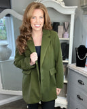 Vanessa Textured Boyfriend Blazer in Khaki Green (14-18)