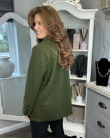 Vanessa Textured Boyfriend Blazer in Khaki Green (14-18)