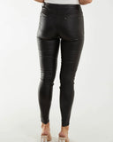 Mandy Mid Rise Faux Leather Jeans in Black (Sizes 10-16)