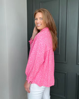 Shelley Leopard Print Shirt in Pink (8-20)