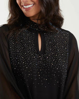 Jennifer Sparkly Keyhole Tunic Top in Black (8-22)