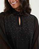Jennifer Sparkly Keyhole Tunic Top in Black (8-22)
