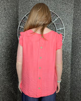 Freya Frill Sleeve Top in Coral (10-20)