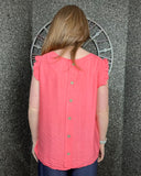 Freya Frill Sleeve Top in Coral (10-20)