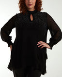 Jennifer Sparkly Keyhole Tunic Top in Black (8-22)