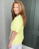 Dayna Lace Sleeve Tshirt Top in Yellow (8-16)