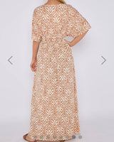 Laura Printed Short Sleeve Maxi Dress in Beige (8-20)