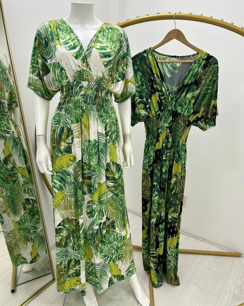 Lisa Leaf Print Short Sleeve Dress (8-20)