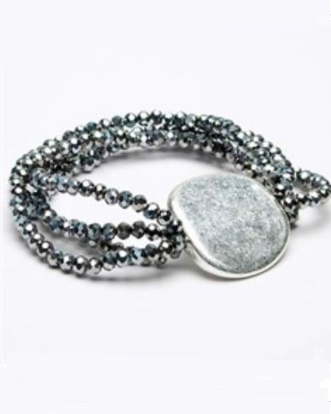 Daisy Multi Strand Sparkly Disc Bracelet in Pewter
