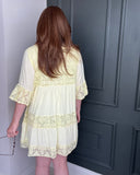 Lily Lace Short Sleeve Dress in Yellow (8-16)