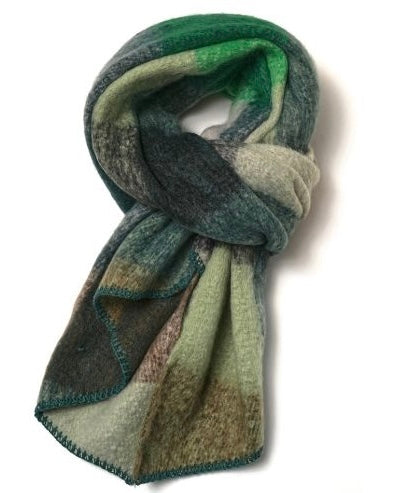 Chilli Check Angled Scarf in Green