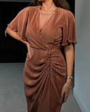 Nicola Plisse Dress in Rust size 8