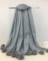Leila Pom Pom Scarf in Grey