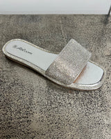 Alice Sparkly Slip on Sandals in Silver