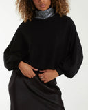 Daphne Diamante Collar Batwing Jumper in Black (10-16)