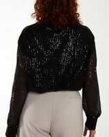 Georgia Sequin Top in Black (Sizes 8-20)