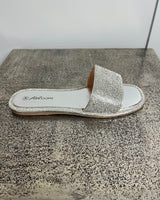 Alice Sparkly Slip on Sandals in Silver