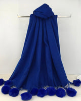 Leila Pom Pom Scarf in Royal Blue