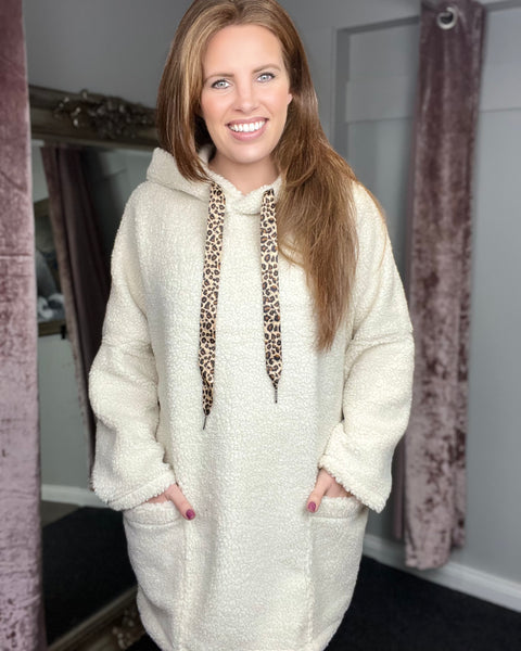 Tilly Teddy Hoodie Jumper in Cream (Size 10-18)