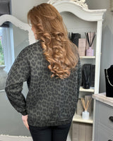 Leanne Leopard Print Sweat Top in Khaki Green (10-16)