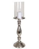 Millham Silver Metal & Glass Candle Holder 58cm COLLECT IN STORE ONLY