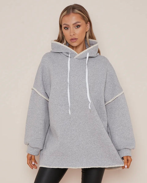 Beanie Blacket Stitch Hoodie Jumper in Grey (Size 10-18)
