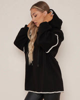 Beanie Blacket Stitch Hoodie Jumper in Black (Size 10-18)