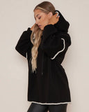 Beanie Blacket Stitch Hoodie Jumper in Black (Size 10-18)