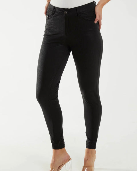 Josie Mid Rise Shimmer Jeans in Black (Sizes 10-16)