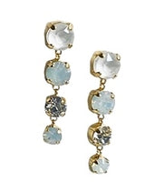 Four Gem Drop 14K Gold Plated Earrings in White