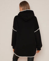 Beanie Blacket Stitch Hoodie Jumper in Black (Size 10-18)