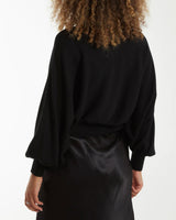 Daphne Diamante Collar Batwing Jumper in Black (10-16)