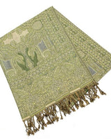 Antique Print Pashmina Scarf in Green